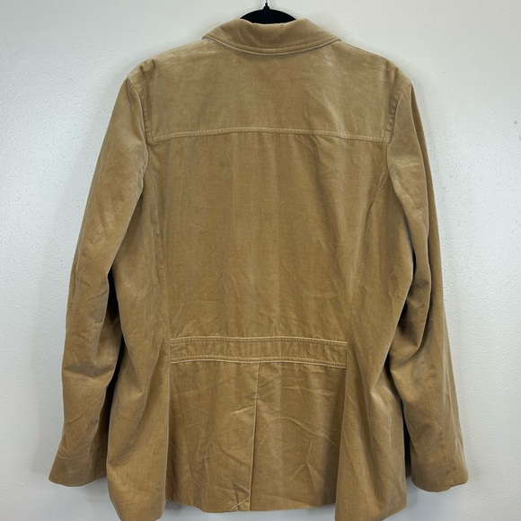 Eddie Bauer Womens XL Light Brown Velvet Blazer Chore Jacket Cotton Buttons - Picture 9 of 13